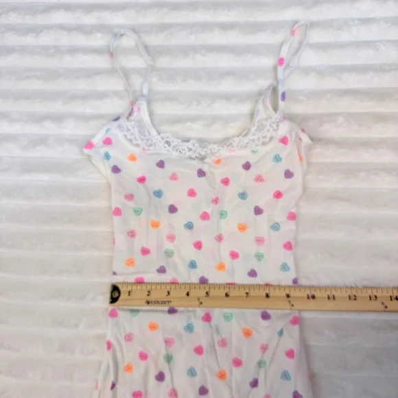 NWT Skims Fits Everybody Lace Mini Slip Dress Marble Candy Heart Print Size XS - Picture 10 of 12